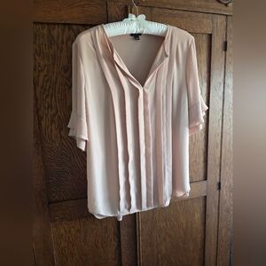 Ann Taylor Soft Pink Pleated Blouse